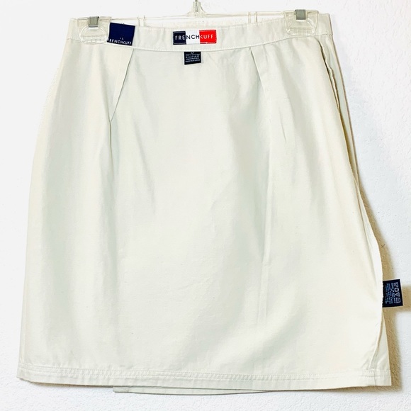 NEW Size 12 French Kuff 90s Beige Khaki Tortoiseshell Button Wrap Mini Skirt - Picture 5 of 11